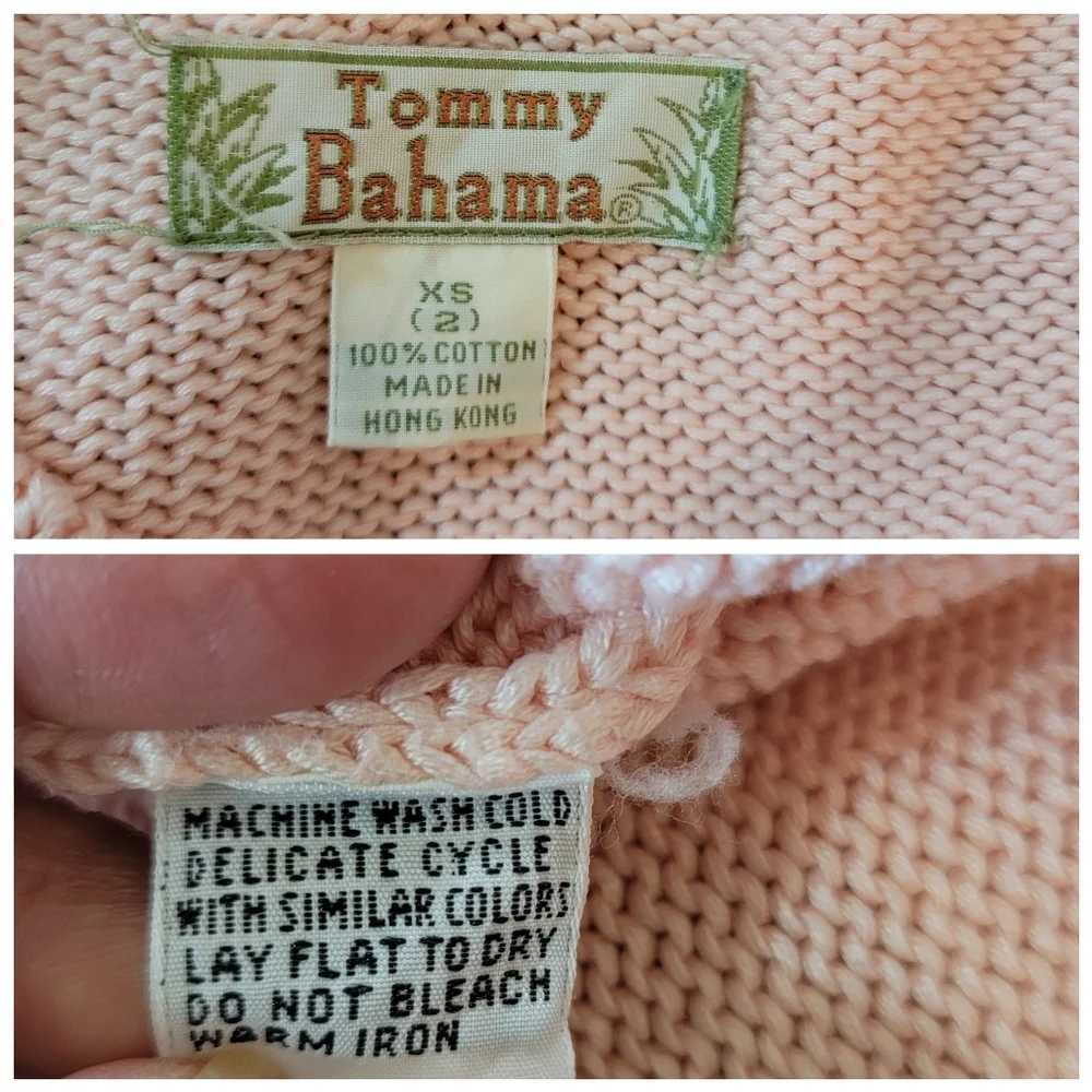 VTG Tommy Bahama Baby Pink Pullover Sweater XS V-neck Cotton Y2K Coquette Girly